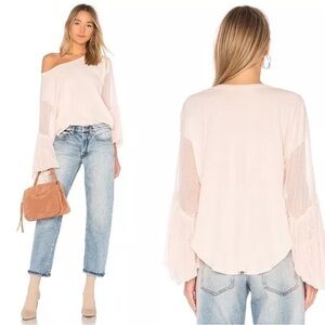 Free People cotton mesh tulle shirt blush pink XS oversized still got it tee